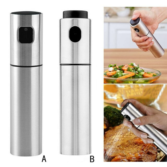 Pulverizador de aceite de oliva botella de cristal de 100 ml | Dispensador de spray de aceite de cocina para freidora de aire, barbacoa, barbacoa | Utensilio de cocina de acero inoxidable, control