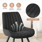 Daluvenix Modern Dining Chairs Set of 2, Upholstered Fabric Comfy Kitchen Dining Chairs with Metal Legs & Thick Cushions for Dining Living Room, Black