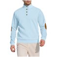 thumbnail image 2 of Under $10 Men's Colorblock Pullover Sweaters Long Sleeve Stand Collar Quarter Button Knitted Sweatshirts Quilted Sweatshirt, 2 of 9