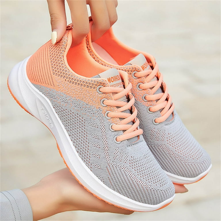 【新品未使用】te+ 手袋 check WOMEN orange 21cm Daznico Women Shoes Sneakers Low Top Breathable Casual