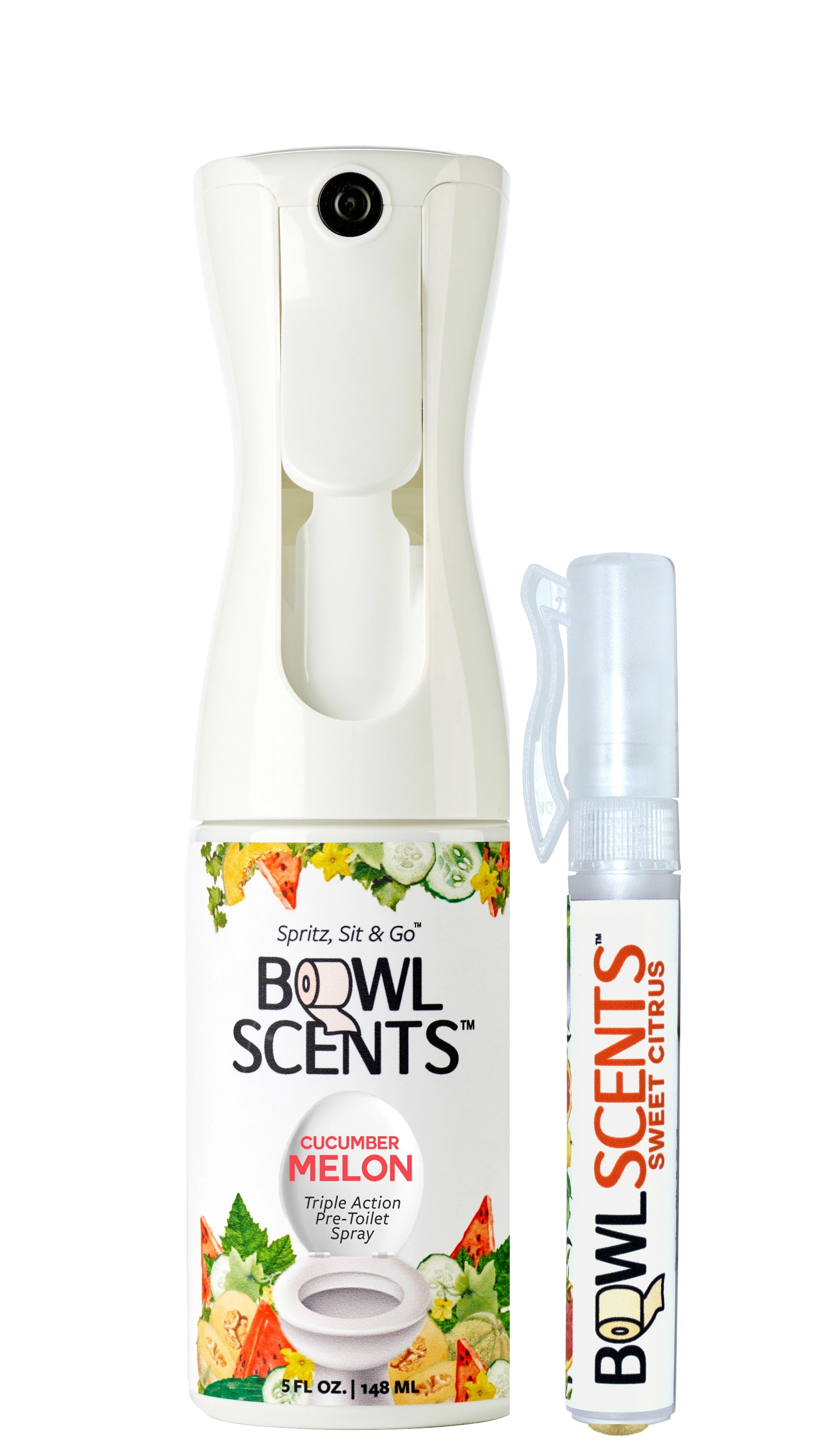 Bowl Scents Toilet Spray Cucumber Melon 5 oz + Traveler Unit