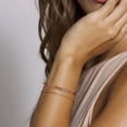 thumbnail image 2 of Turandoss 14K-Rose-Gold-Plated Bracelet for Women 14K-Rose-Gold-Plated Layering Paperclip Oval Chain Bracelet Cute Layered Beads Chain Bracelets for Women Jewelry, 2 of 8