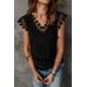 thumbnail image 2 of ABPHQTO Camiseta sin mangas con cuello en V acanalado de croché de encaje negro para mujer, 2 of 5