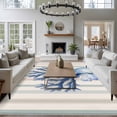 thumbnail image 4 of Blue Coral Shell Washable Living Room Rugs 5'x8', Watercolor Stripes Low Pile Throw Large Area Rug Non-Slip Sturdy Edge Binding Carpet for Living Room Kitchen Office, 4 of 9