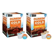 Dunkin Cold Brew Over Ice Coffee K Cups Variety Pack, Inlcudes Original and Caramel, 22 K Cups Each