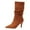 Brown, variant on 2025 Fall Women's Mid-Calf Boots High Heeled Suede Pointed Toe Fashion Shoes for
