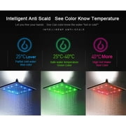 Ceiling Shower System LED Rainfall Shower Faucet Set Bathroom 16 Inch Shower Head Valve Set Rain Overhead Shower Set Matte Black Shower Fixtures System
