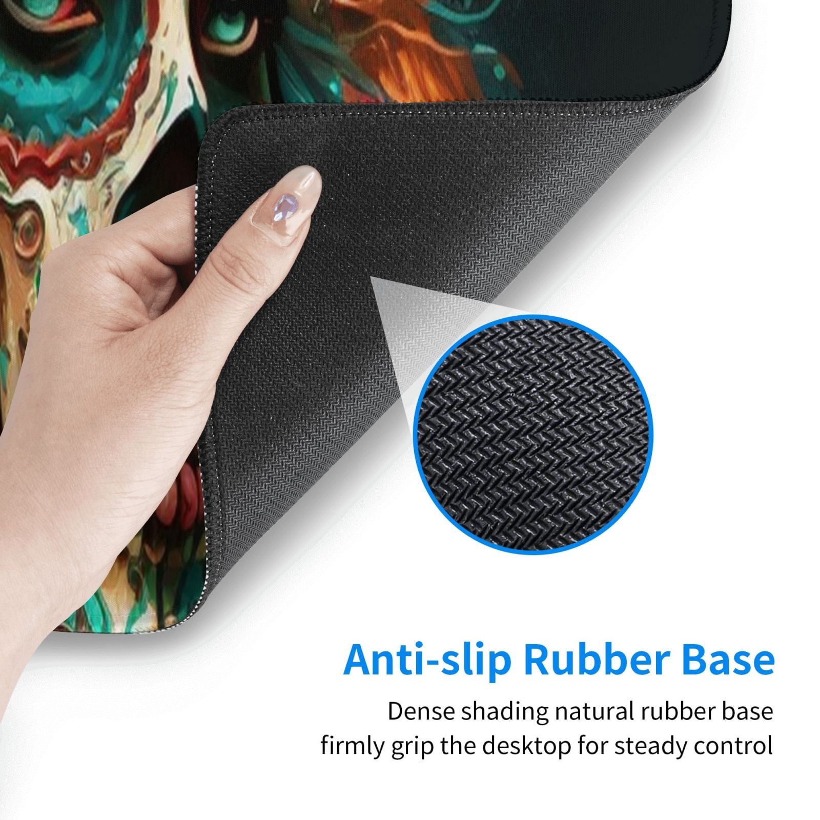 Sugar Skull Zombie Rose Mouse Pad Extended Large Gaming Mousepad Non-Slip Rubber Big Keyboard Desk Mat 31.5 X 11.8 Inch