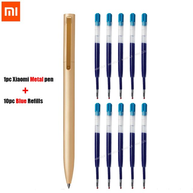 Xiaomi-bolígrafos de Metal Mi pen, originales, PREMEC, suave, Suiza, recarga de 0,5mm, Japón, negro, azul, tinta para firmar