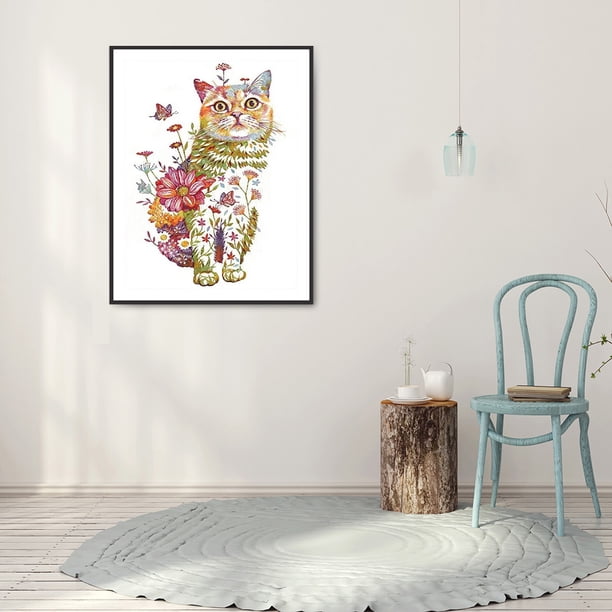 Cuadros Decorativos Mosaico de flores de gatito, taladro redondo completo, dibujo de diamante, artesanía de resina para regalo Ndcxsfigh Nuevos Originales