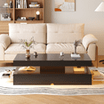 thumbnail image 6 of Sonegra 47" High-Glossy LED Coffee Table, Storage Coffee Table with 2 Sliding Drawers for Living Room, Modern Stylish Double-Layer Center Tables with LED Lights, Black, 6 of 7