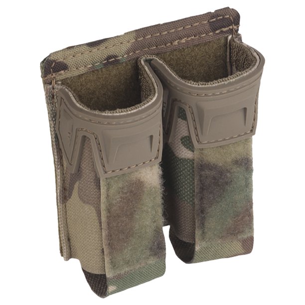 Bolsita doble para cargador de 9 mm, bolsa para cargador de airsoft tipo K, cinturones MOLLE (gris)