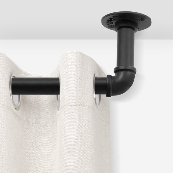GLEAMIST 1" Diameter Wrap Around Curtain Rods,Heavy Duty Adjustable Blackout Curtain Rod for Windows 16 to 28 inch,Wall Mounted,Black