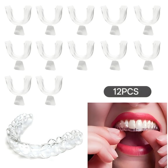 XIRQI 12Pcs Mouth Guard for Teeth Grinding,Silicone Night Guards for Clenching & Snoring