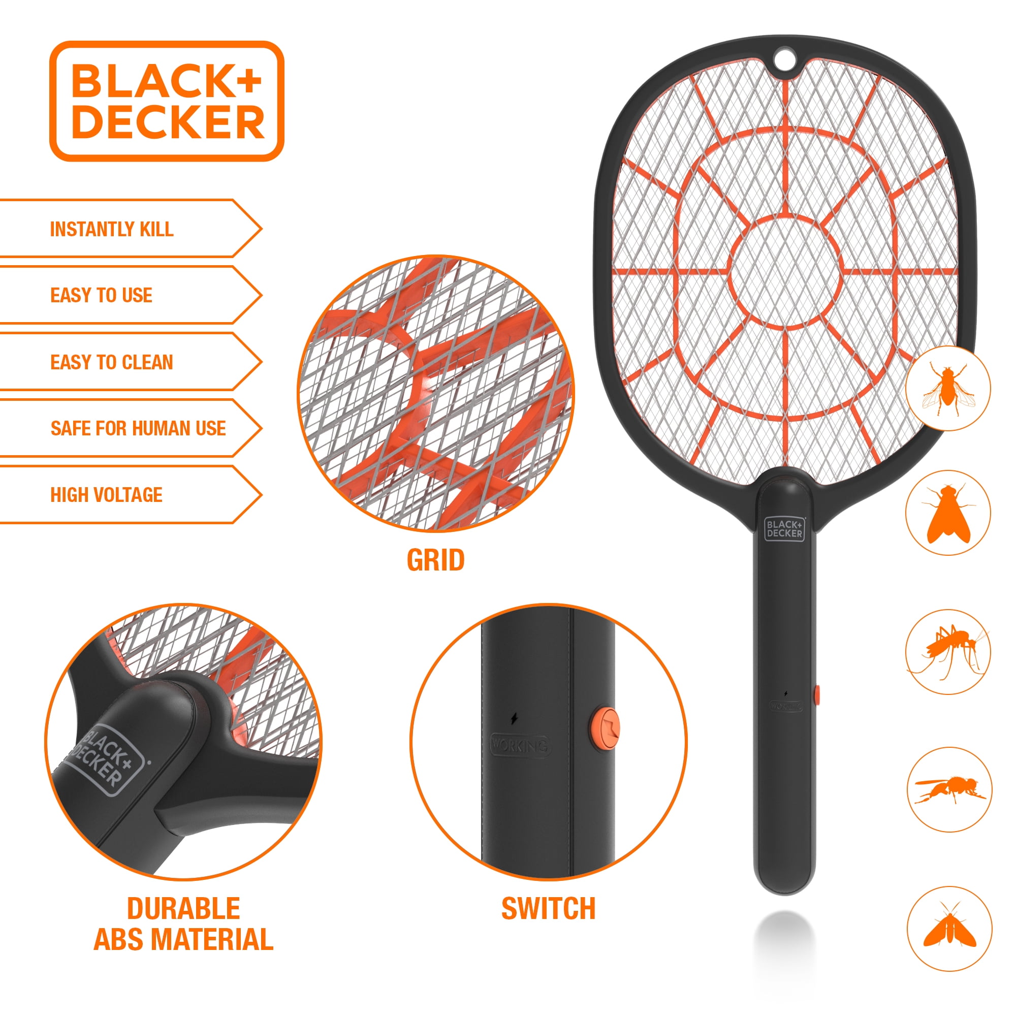 Buy Black + Decker Electric Fly Swatter & Fly Zapper Bug Zapper Racket