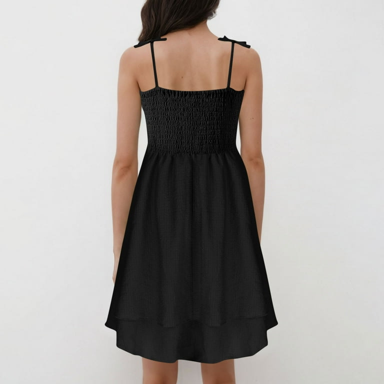 RYRJJ Women's Smocked Ruched A Line Swing Dress Tie Shoulder Spaghetti Strap Double Layered Flowy Cami Dress Sleeveless Cute Sundress(Black,XL) - Walmart.com RYRJJ Women's Smocked Ruched A Line Swing Dress Tie Shoulder Spaghetti Strap Double Layered Flowy Cami Dress Sleeveless Cute Sundress(Black,XL) - Walmart.com