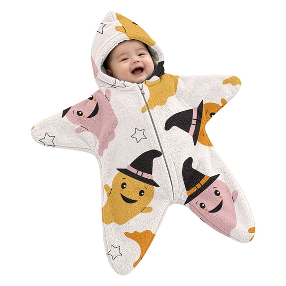 YunPes Baby Infant Starfish Onesie Funny Graphic Full Coverage Open Face Jumpsuit Newborn Halloween Cute Dress-Up Holiday Photography Outfit