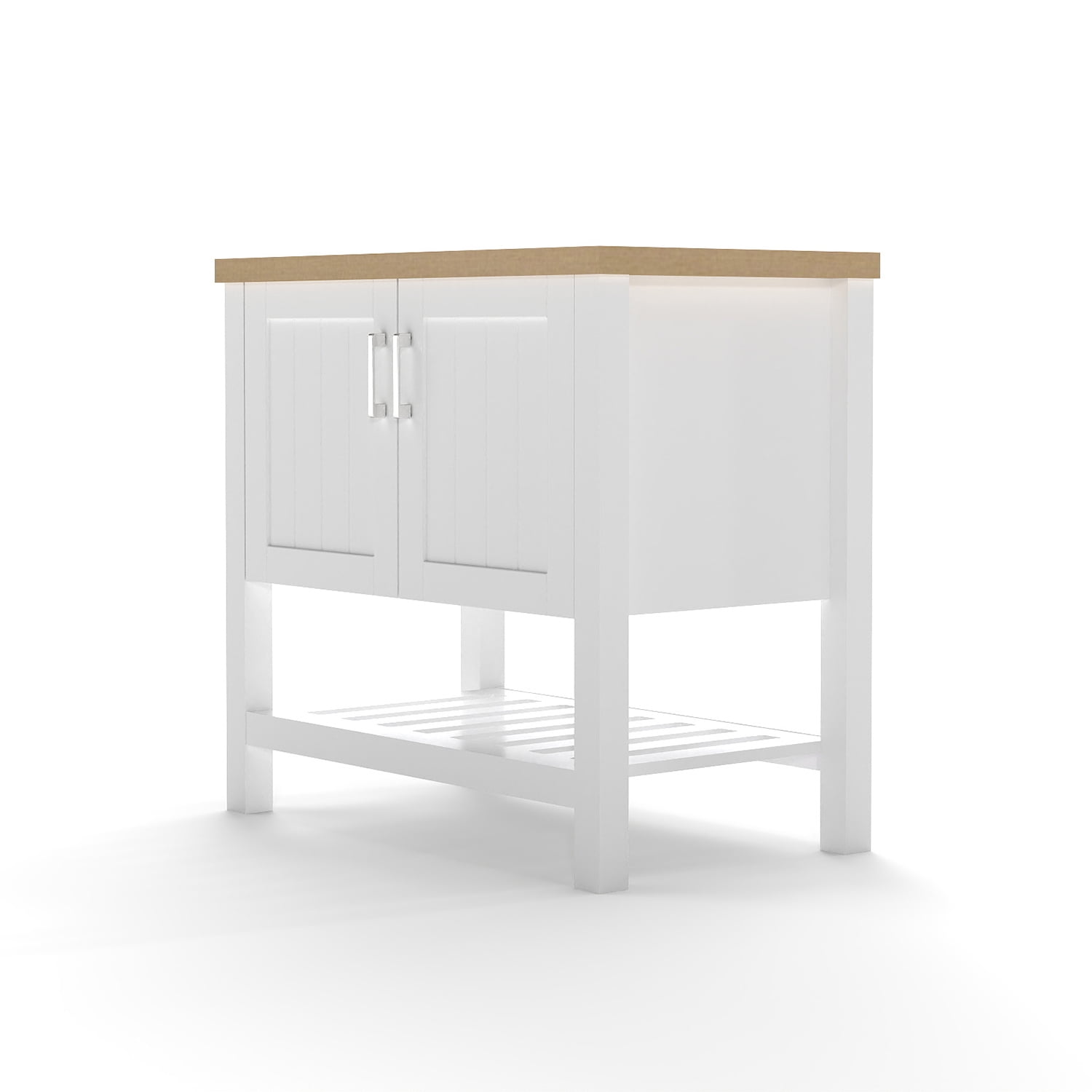 Demi Bonn 32" Bathroom Vanities Cabinet with Doors and Open Shelf, Single Bathroom Vanity Cabinet, Faucets and Drains Not Included, White