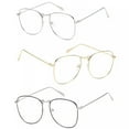 thumbnail image 2 of Men Women Fashion Round Clear Lens Eye Glasses Metal Frame Large Geek Big Retro, 2 of 4