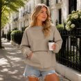 thumbnail image 6 of JGGSPWM Womens Oversized Crewneck Sweatshirt with Zip Pocket Fleece Lined, Y2k Cute Pullover Tops, Cozy Winter Travel Clothes Yellow XL, 6 of 9