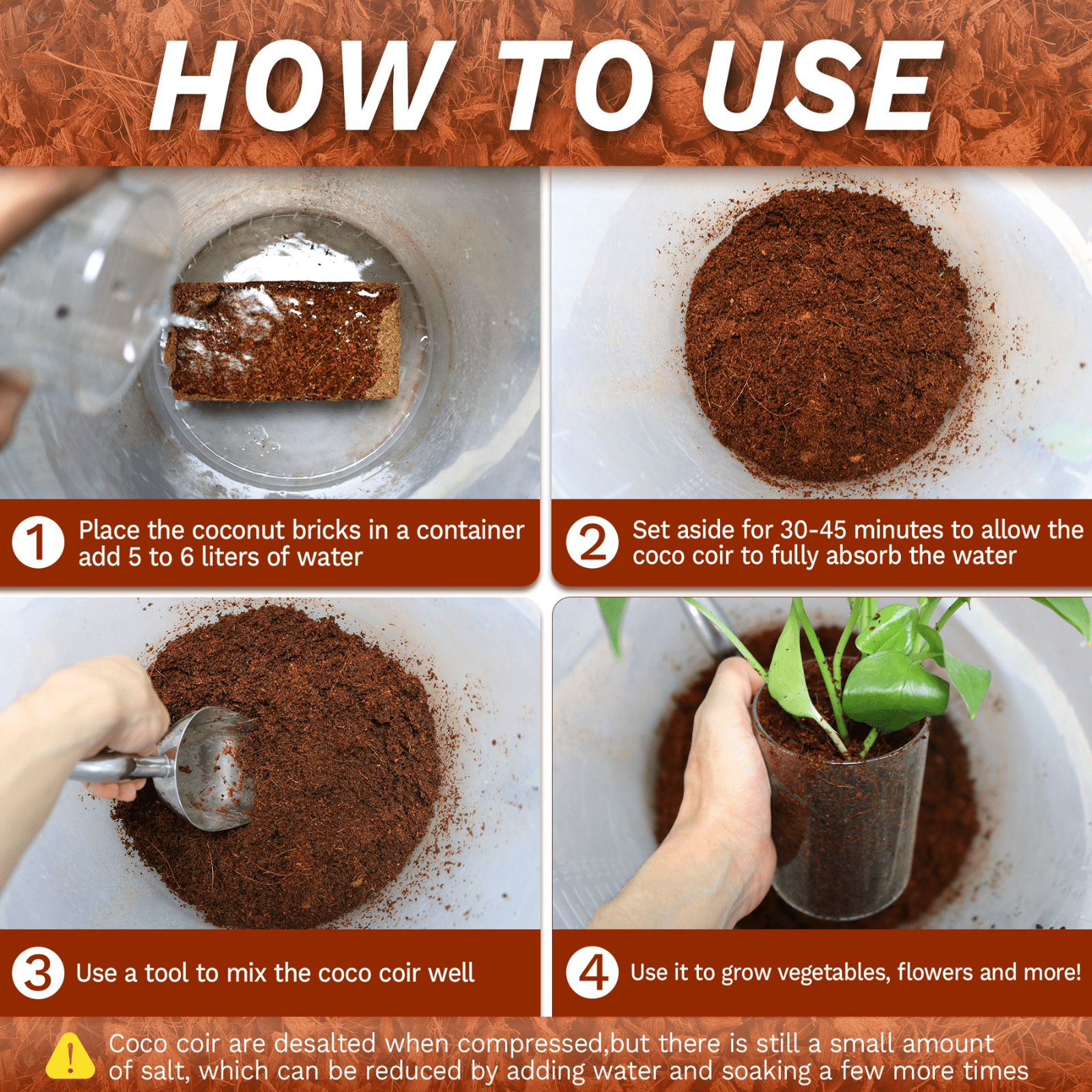 Avalution 10lbs Big Coco Coir Brick for Plants, 100% Natural Organic Compressed Coconut Coir Fiber with Low EC & PH Balance, High Nutrition Coconut Soil Coco Fiber for Planting, Herbs