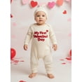 thumbnail image 6 of BemeyourBBs Infant Baby Boy Girl My First Valentines Day Outfit Romper Letters Embroidery Jumpsuit with Hat Cute Newborn Spring Clothes, 6 of 9