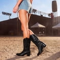 thumbnail image 5 of DREAM PAIRS Women's Cowboy Boots Square Toe Embroidered Western Boots Chunky Heel Mid Calf Cowgirl Fashion Boots Wide Width, 5 of 7