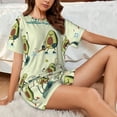 thumbnail image 4 of Honeii Avocado for Exercise for Women's Summer Pajama Set featuring Soft Short Sleeve Shirt & Matching Bottoms with Convenient Pockets for Relaxed Home Wear-Small, 4 of 6