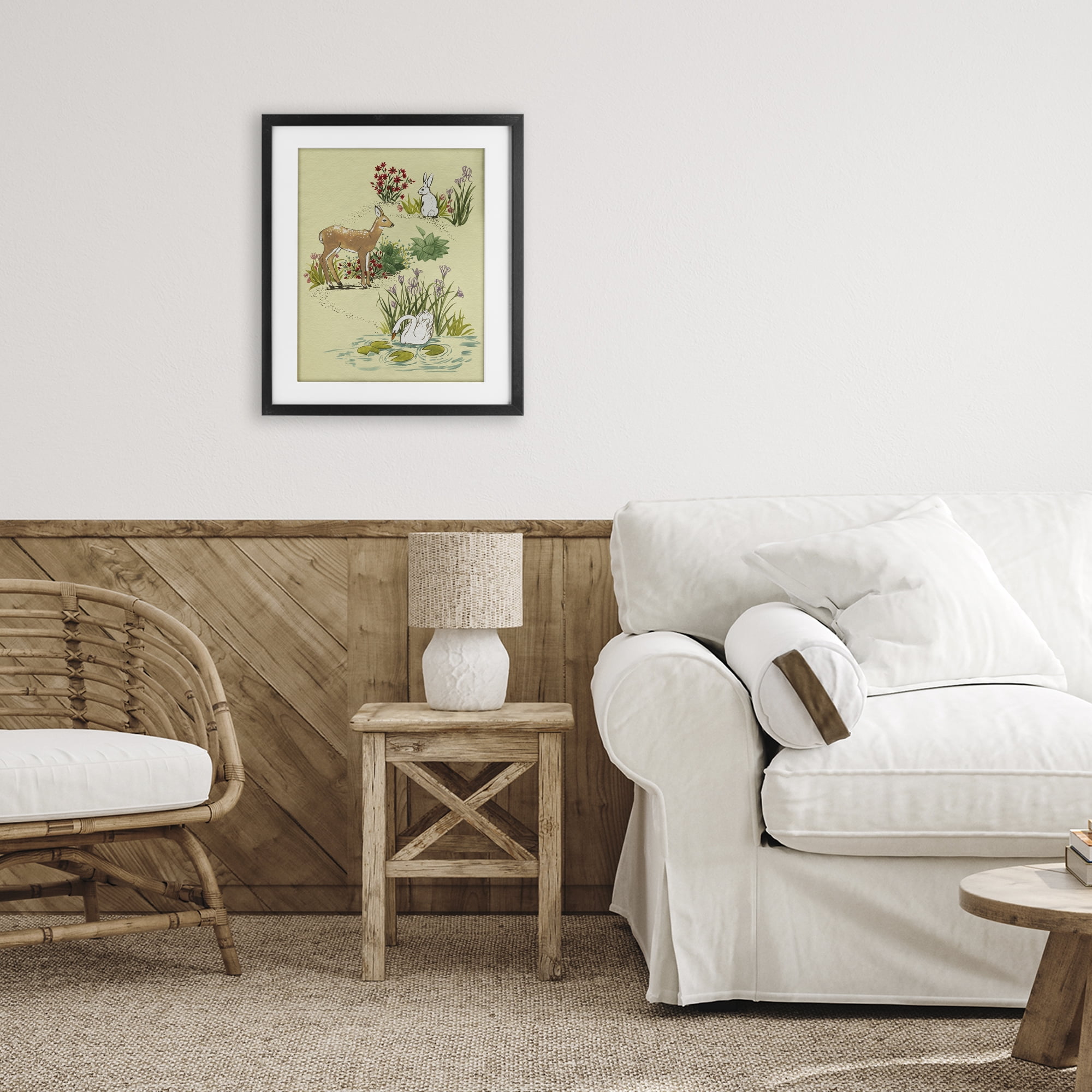 Stupell Industries Peaceful Spring Animals Black Framed Print Under Glass, design by Grace Popp