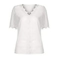 thumbnail image 3 of Birdeem Mode Femmes Été Col en V Dentelle Patchwork Manches Courtes Haut Blouse Aguichant, 3 of 8