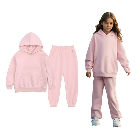 Boys Girls Active Sweatsuit 2PC Long Sleeve Pink Hoodie Sweatshirt and Jogger Sweatpants Fall Clothes 2-3 Years Boy Clothes Boys Girls Fashion