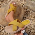 thumbnail image 6 of Women Woven Slipper Summer Stylish Casual Comfortable Lightweight Non-Slip Flat Sandals For Vacation (9, Yellow), 6 of 9