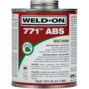 WELD-ON 10232 771 ABS Medium-Bodied High Strength Solvent Cement - Fast Setting and Low-VOC, Milky, 1 Quart (32 fl oz)