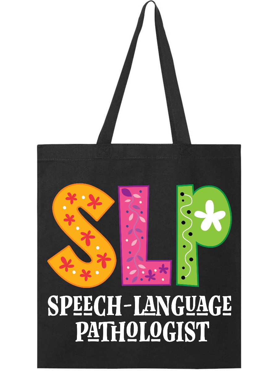 Gift for Speech Therapist SLP Sign Language Speech Language Pathologist Personalized Printed Tote Bag with Mesh Pockets 