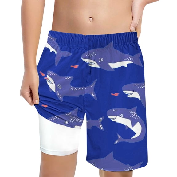 CAIXIA Boys Swim Trunks Size 8 with Mesh Lining Swim Short Swimsuit Drawstring Printed Kids Bathing Suits Quick-Dry Beach Swimwear