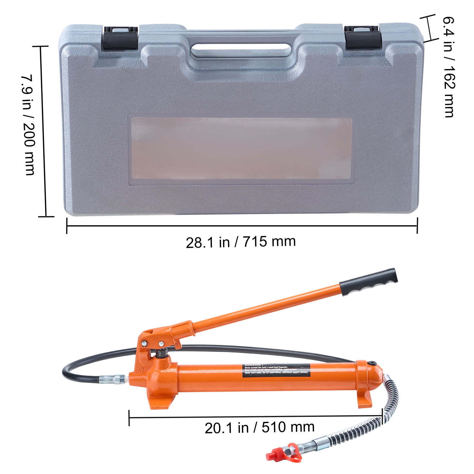 KFFKFF 10 Ton Hydraulic Jack Kit, Compact Auto Body & Frame Repair Set with 4.6 ft Oil Hose, Includes Carrying Case for Automotive, Truck, and Farm Maintenance