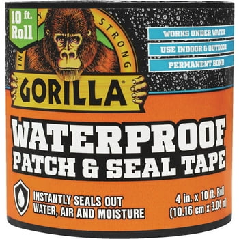 Gorilla Waterproof Patch & Seal Black Tape 4 inch x 10 Foot Roll