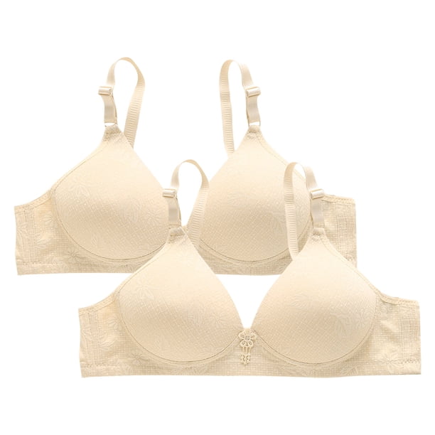 Puntoco Sujetadores para mujer sin aros, estilo sin aros de acero, con botones en el medio y estampados, ropa interior transpirable para uso diario
