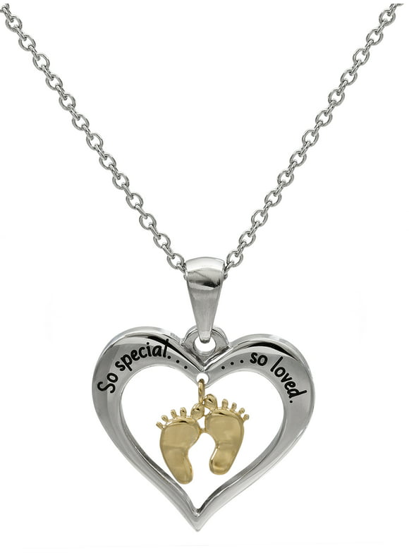 Connections from Hallmark Stainless Steel Heart Baby Footprints Pendant