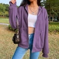 thumbnail image 3 of Sudaderas con capucha para mujer, sudadera con capucha completa para mujer, sudaderas ligeras de manga larga, chaqueta para mujer, abrigo de calle Púrpura m, 3 of 8