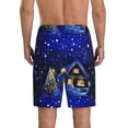 thumbnail image 2 of Balery Christmas Night Men's Cotton Knit Pajama Shorts Waistband & Pockets,Short Pajama Pants-Large, 2 of 8