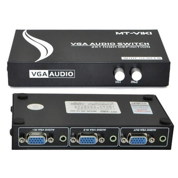 IKKEGOL  2 Port VGA Audio Video Switch 2 x 1 SVGA Switcher Box 2 IN 1 OUT PC Monitor LCD TFT Sharing