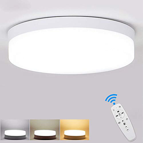 Dllt Dimmable Led Flush Mount Ceiling Light Fixture 18w Stylish Flat Round Surface Downlight Lamp For Bathroom Closet Bedroom Dining Room Kids Lighting With Remote Control Com - Led Closet Ceiling Light Fixture