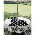 thumbnail image 3 of Outdoor Tablecloth with Umbrella Hole Zipper Spring Bunny Round Tablecloth 60" Waterproof Outside Table Cloth Easter Rabbit Polka Dot Watercolor Patio Table Cover Tablecloths for Picnic Party, 3 of 8