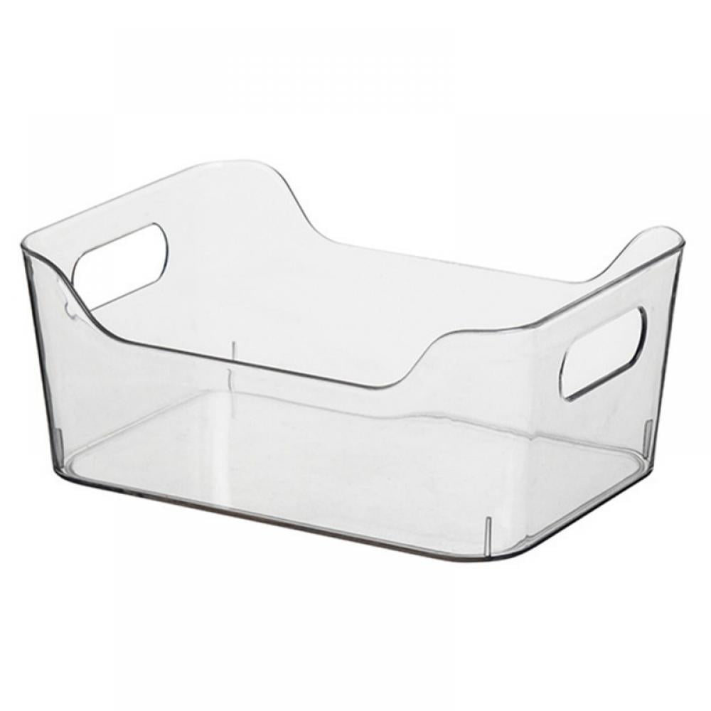 Set Of 1 Stackable Plastic Bins with Handle Refrigerator Organizer