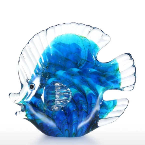 Blue Tropical Fish Glass Sculpture Home Decoration Glass Fish