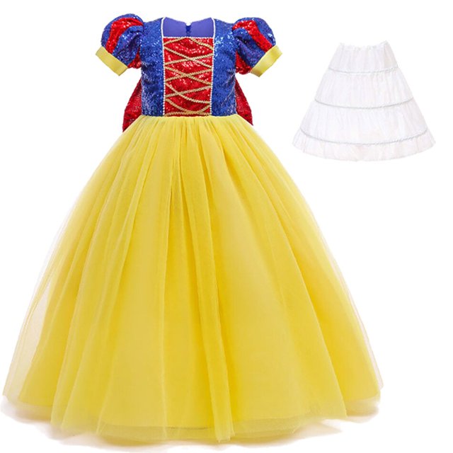Vestido de lentejuelas Blancanieves para niña, disfraz de princesa para fiesta de Carnaval y Navidad, ropa de rendimiento para cumpleaños Fivean unisex