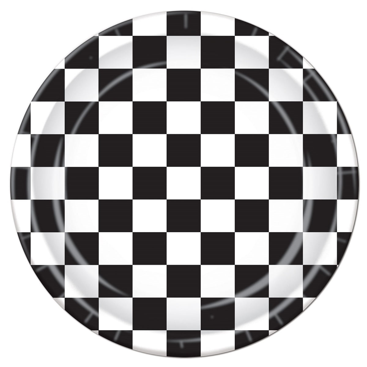 Pack of 96 Black and White Checkered Disposable Dinner Plates 9 