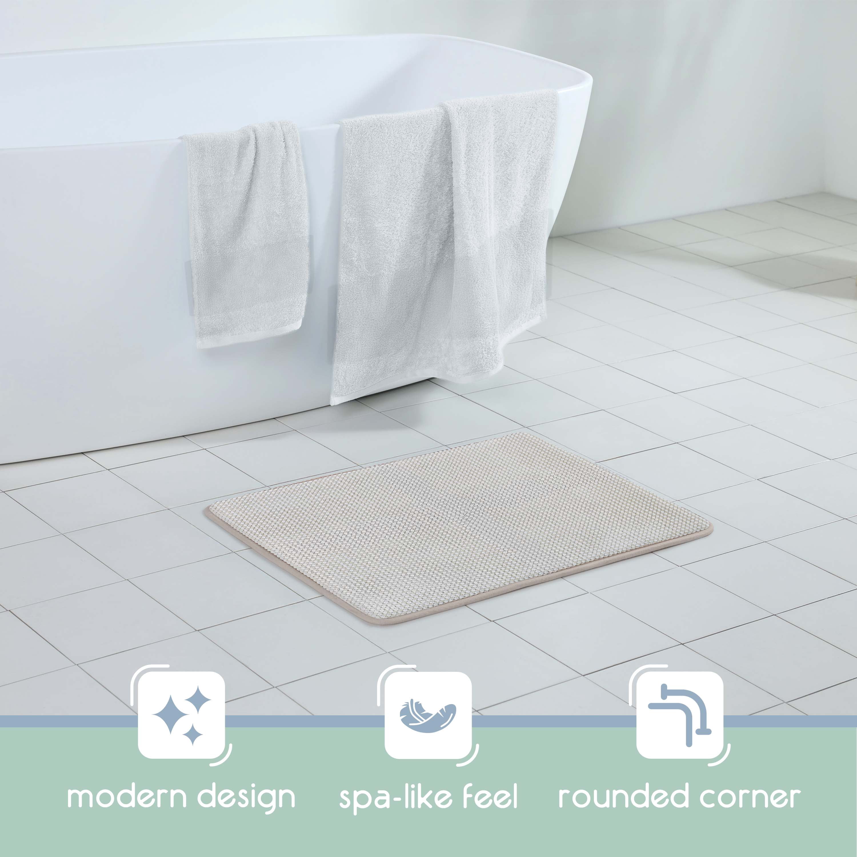 Vellux Bliss Memory Foam Bath Rug, 17" x 24", Sand