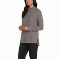 thumbnail image 2 of Matty M Women's Mock Neck Brushed Ribbed Knit Sweater Tunic Top (Brown, XXL), 2 of 3